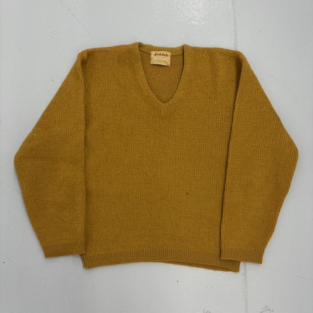 Vintage 60s Archdale Orange Shaggy Mohair V-Neck Sweater
